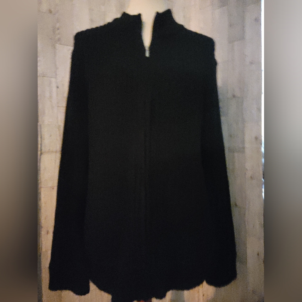 Liz Claiborne / Liz Sport black long sleeve sweater jacket size large